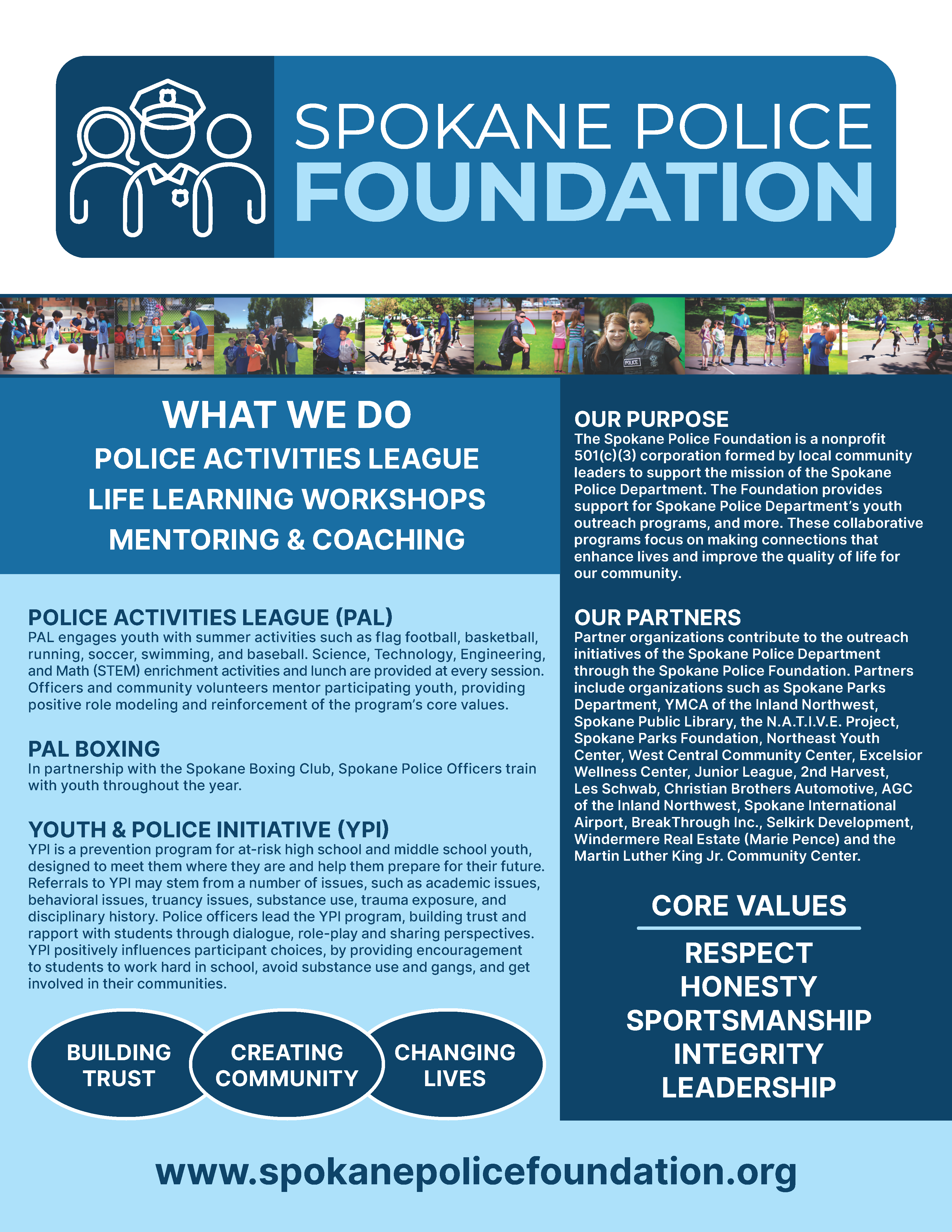 Spokane Police Foundation About Us Sheet 2022